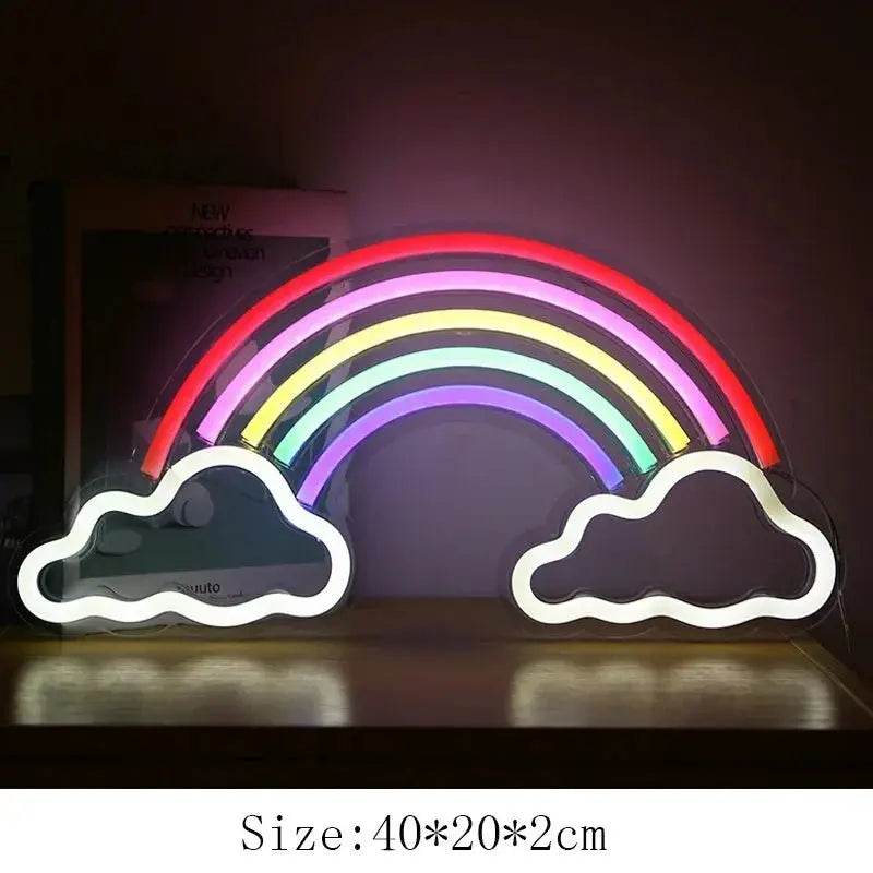 Alien Neon Light Sign Spaceship Planet - rainbow