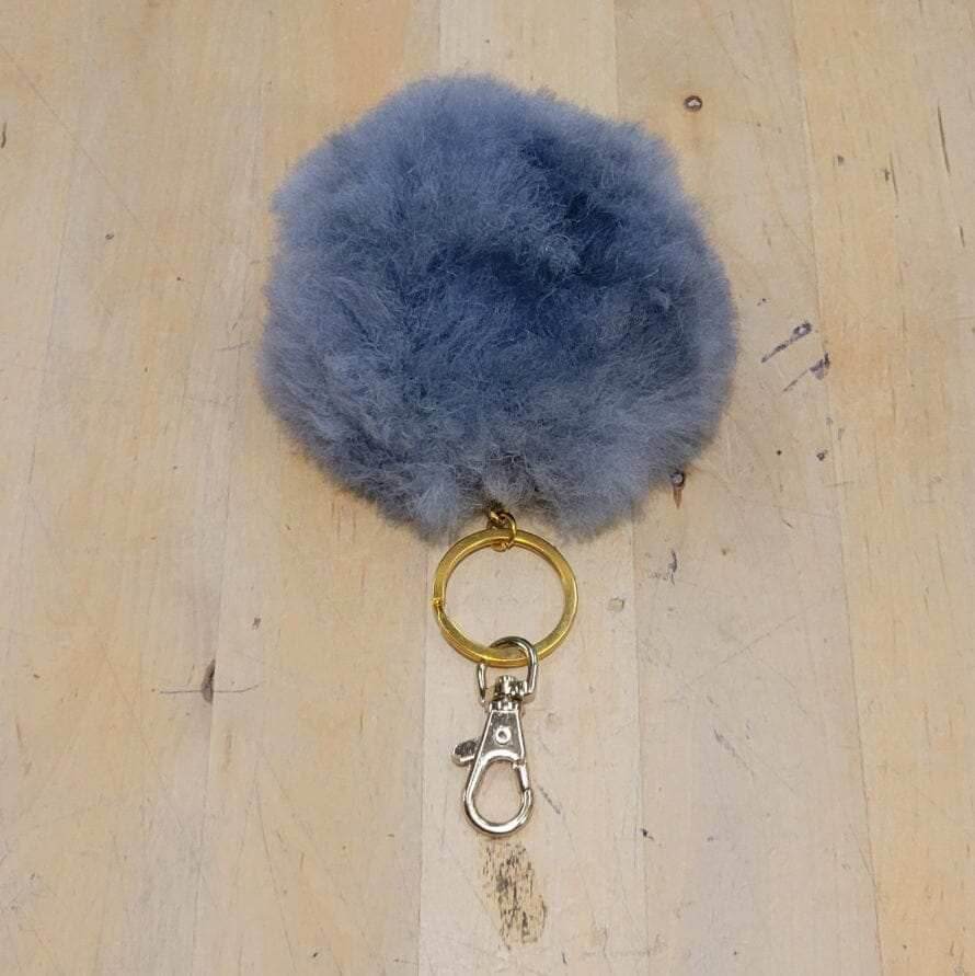 Alpaca Fuzzball Keychain - Assorted Greys