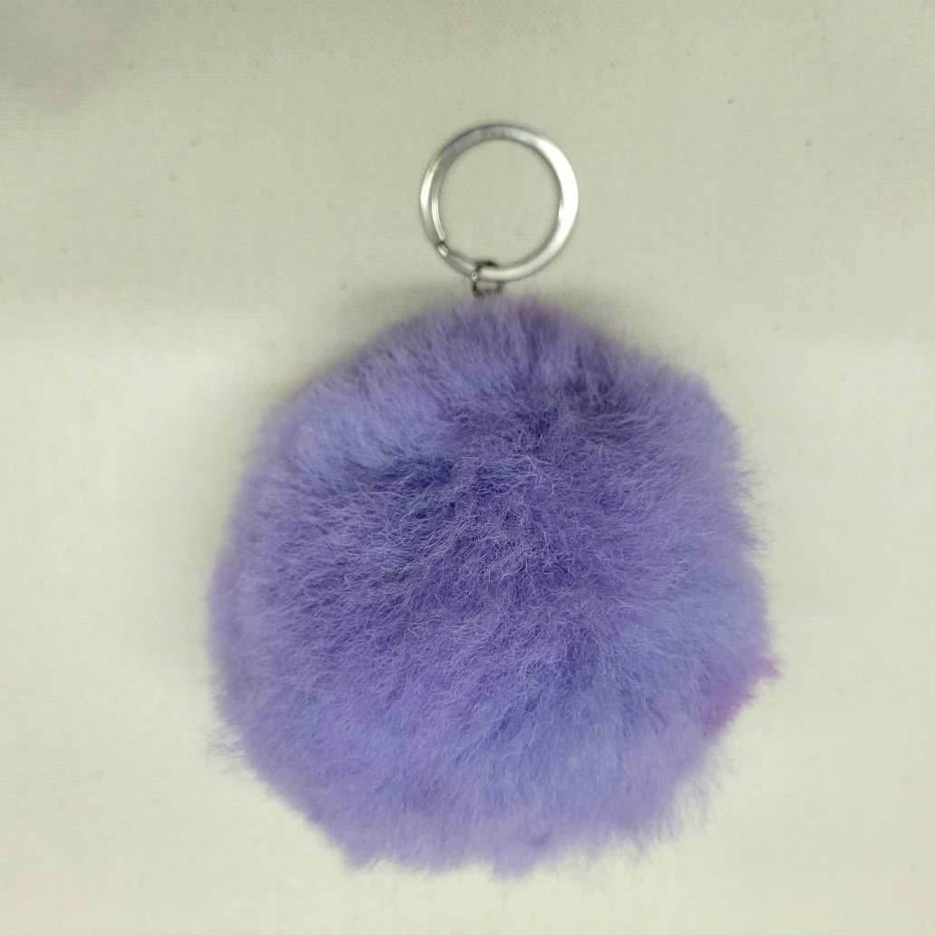 Alpaca Fuzzball Keychain - Purple