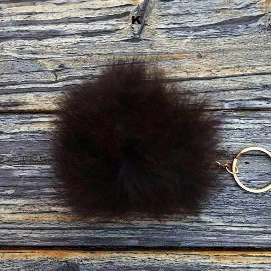 Alpaca Fuzzball Keychain - Black