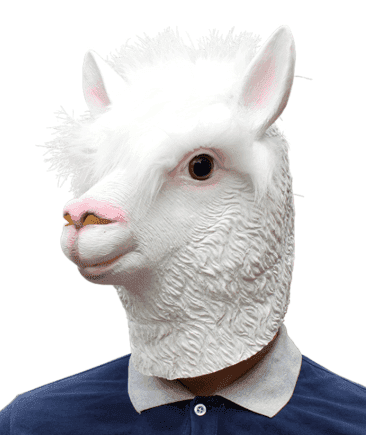 Alpaca Head Latex Party Mask - White