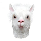 Alpaca Head Latex Party Mask - White