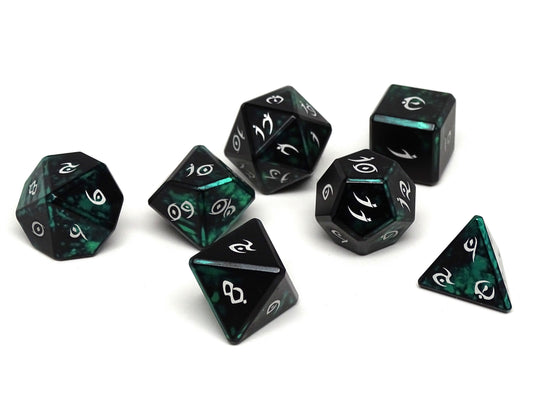 Aluminum Elite Dice of the Elvenkind - Green 7 Dice Set