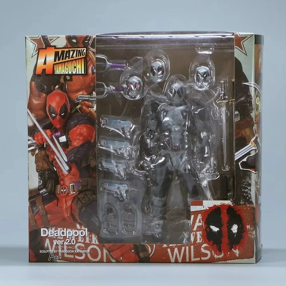 AMAZING YAMAGUCHI Deadpool 2.0 Grey Action Figure Mutants Joint Movable KAIYODO Wade SHF Model Movie Toys for Kids Gift