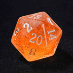 Amber Ale Beer Liquid Core Resin DND Dice Set + Silver Font