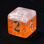 Amber Ale Beer Liquid Core Resin DND Dice Set + Silver Font