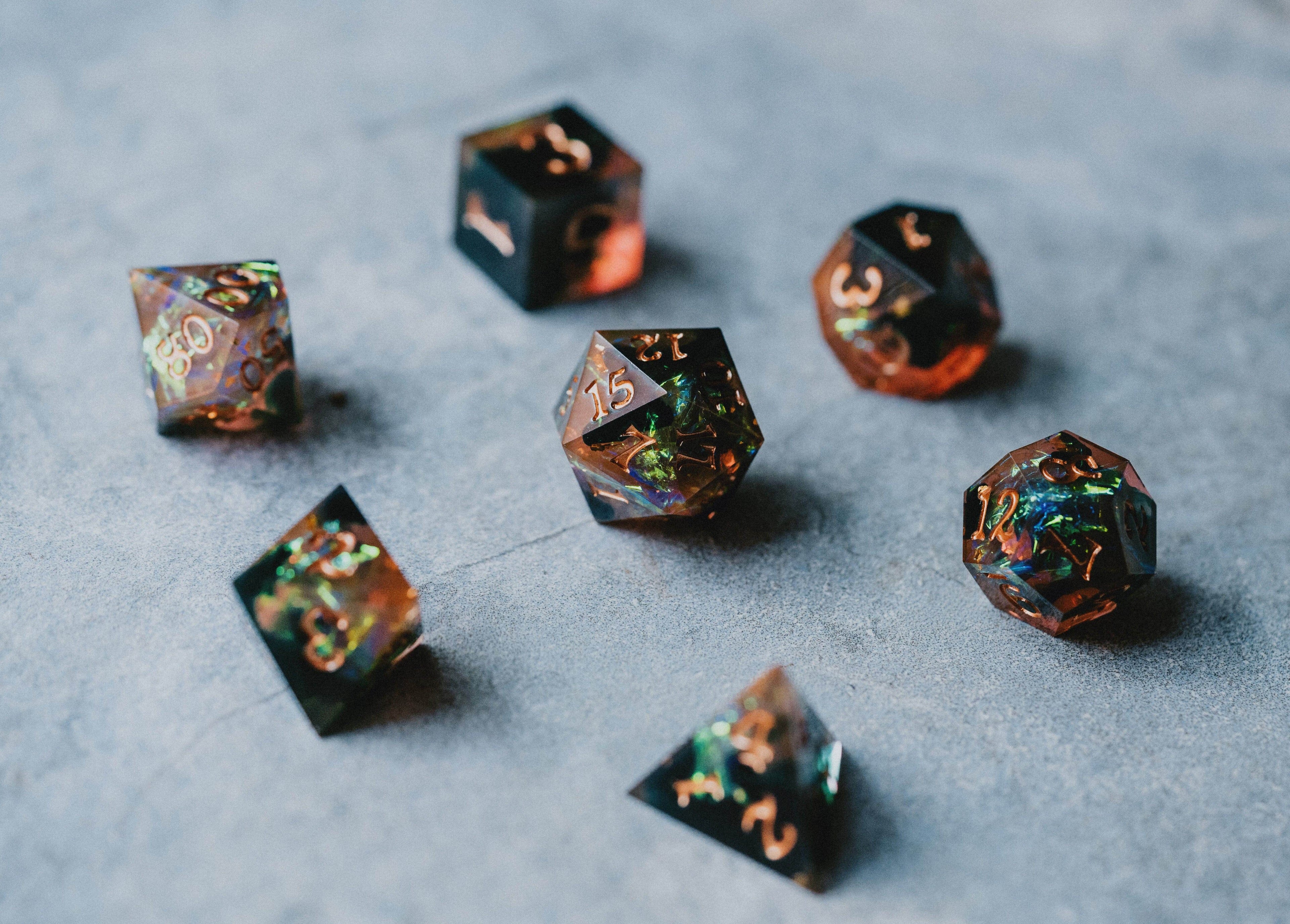 Amber Shards Sharp Edge Dice Set - 