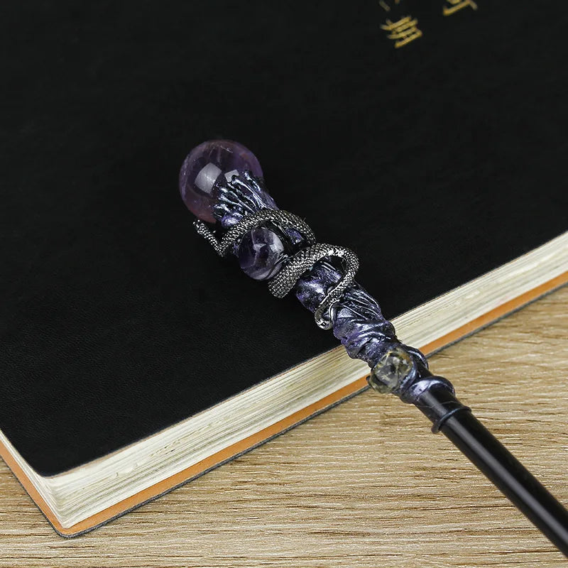 Amethyst Magic Wand Blue sandstone Witchcraft Wizard Princess Fairy Magic Wands Natural Crystal Home Decor Handmade Witchy Decor