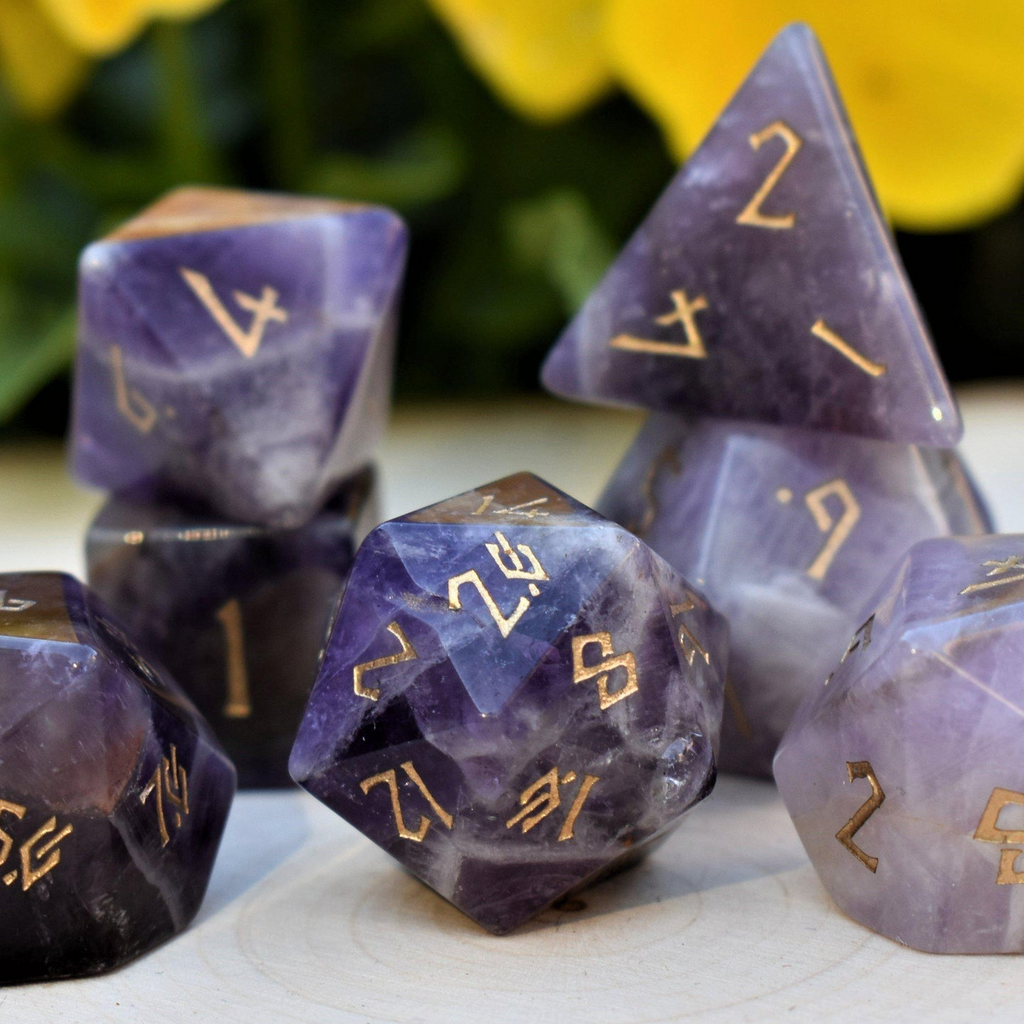 Amethyst Stone Dice Set