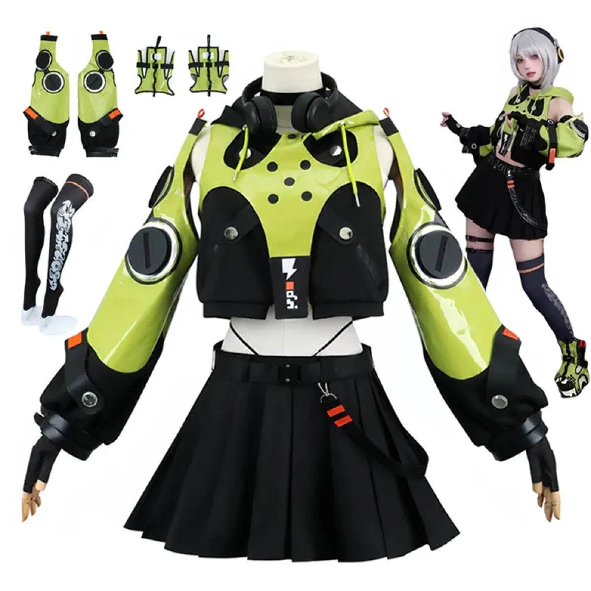 Anby Demara Cosplay Costume – Zenless Zone Zero Outfit with Props - S / Full Set(with wig)