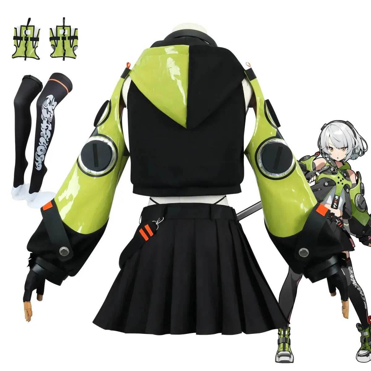 Anby Demara Cosplay Costume – Zenless Zone Zero Outfit with Props - S / Full Set(with wig)