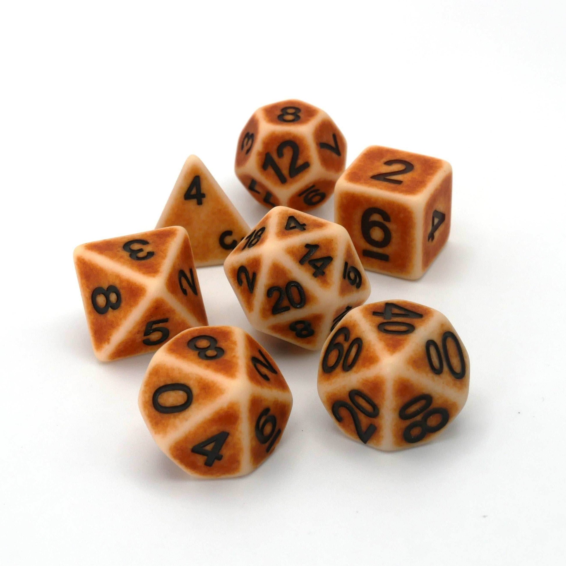 Ancient Bone - 7 Piece DnD Dice Set | Acrylic RPG Gaming Dice - 