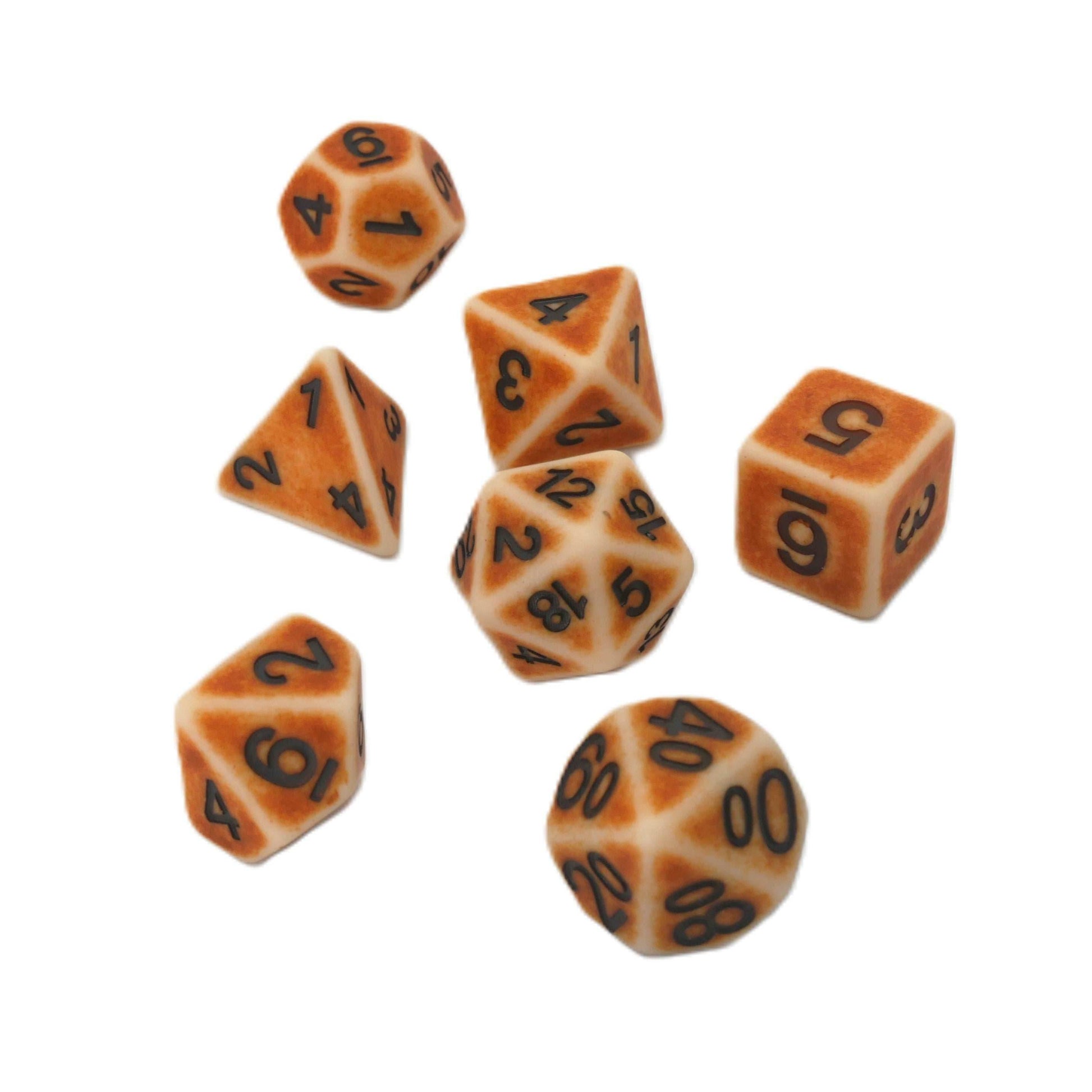 Ancient Bone - 7 Piece DnD Dice Set | Acrylic RPG Gaming Dice - 