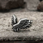 Angel Wing Stainless Steel Beast Ring - Stainless Steel / 7