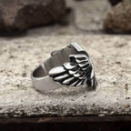 Angel Wing Stainless Steel Beast Ring - Stainless Steel / 7