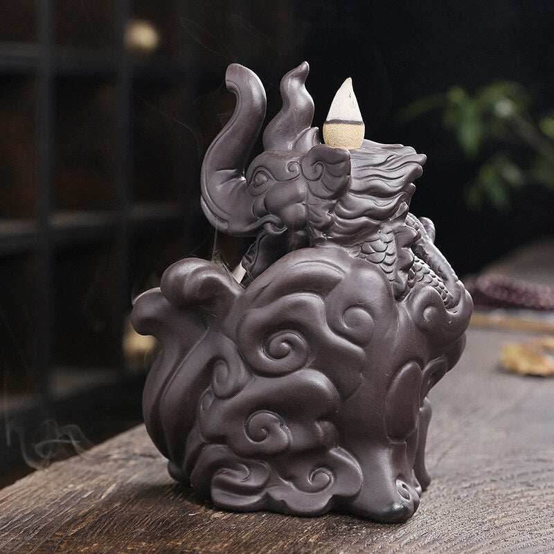 3D Relief Dragonphant Backflow Incense Burner - 