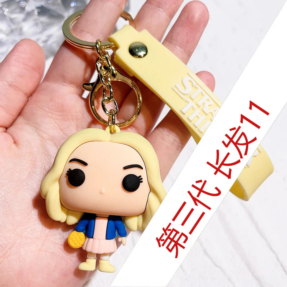 Animation Toys Stranger Things Keychain Thriller Movie Ornament Creative Key Chain for Car Backpack Pendant Kids Birthday Gift