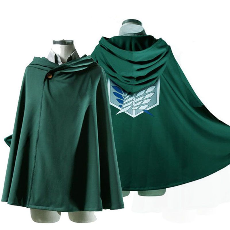 Anime Attack on Titan Levi Ackerman The Scouting Legion Wings of Liberty Cosplay Green Black Cloak Necklace Props Hooded Cape