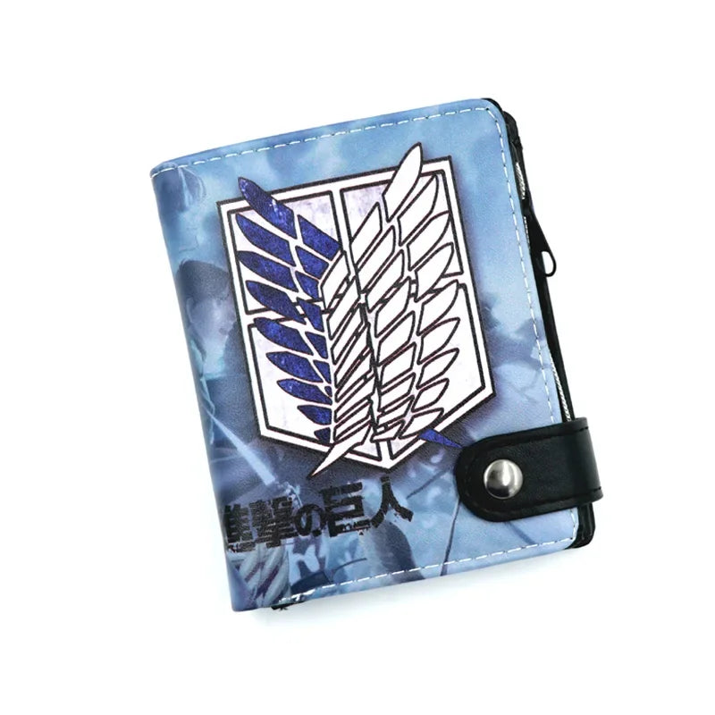 Anime Attack On Titan Men Wallets Eren Jaeger Scout Legion Card Holders Zipper Coin Purse