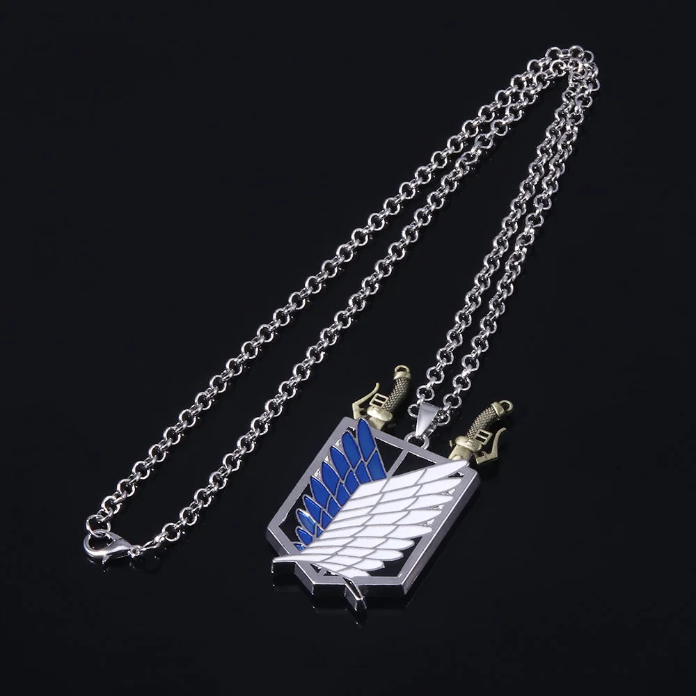 Anime Attack on Titan Necklace Shingeki No Kyojin Wings of Freedom Survey Sword Punk Necklace Pendant for Women Men Jewelry