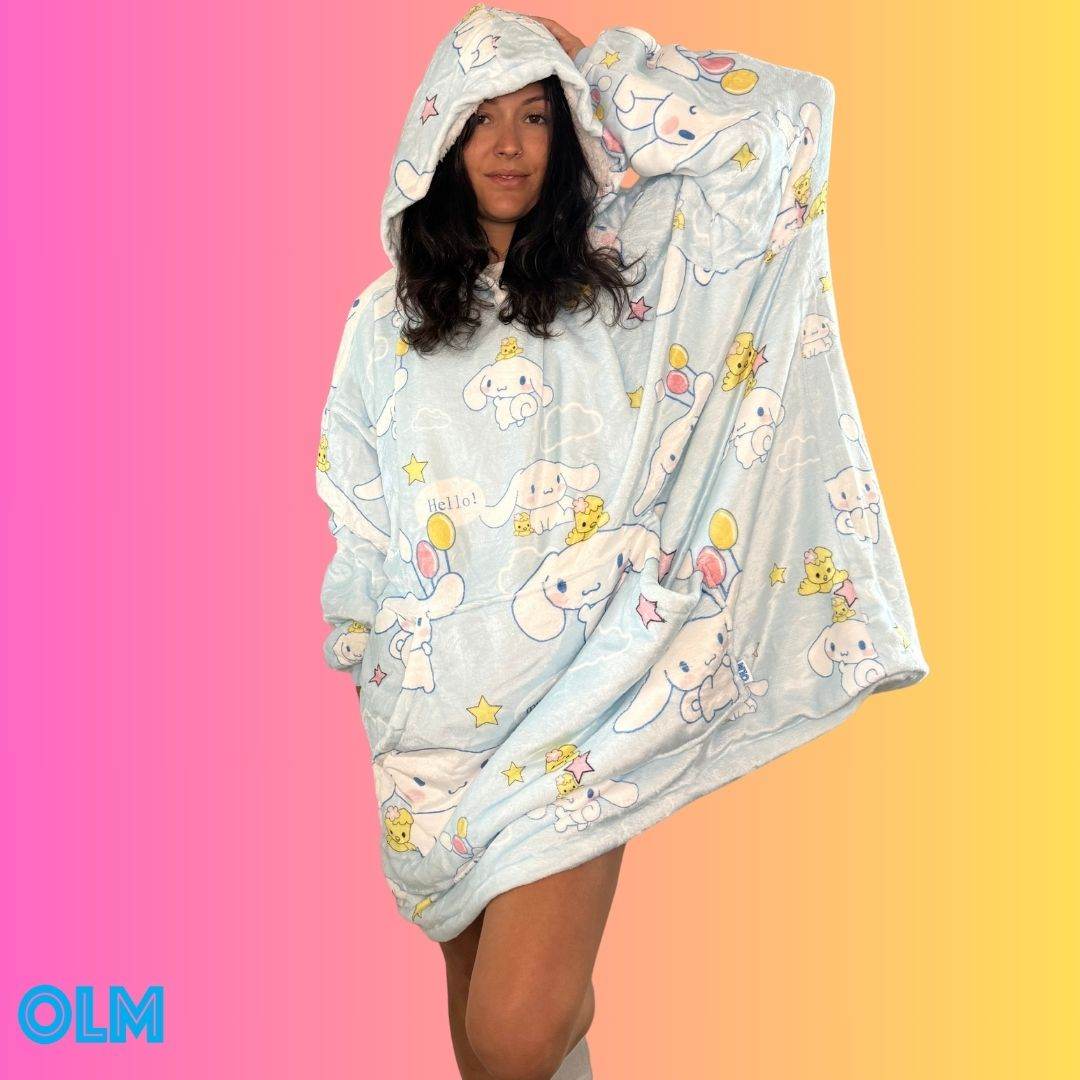 Cinnamoroll Wearable Blanket Hoodie for Kids & Adults | OLM Toys - Adult size