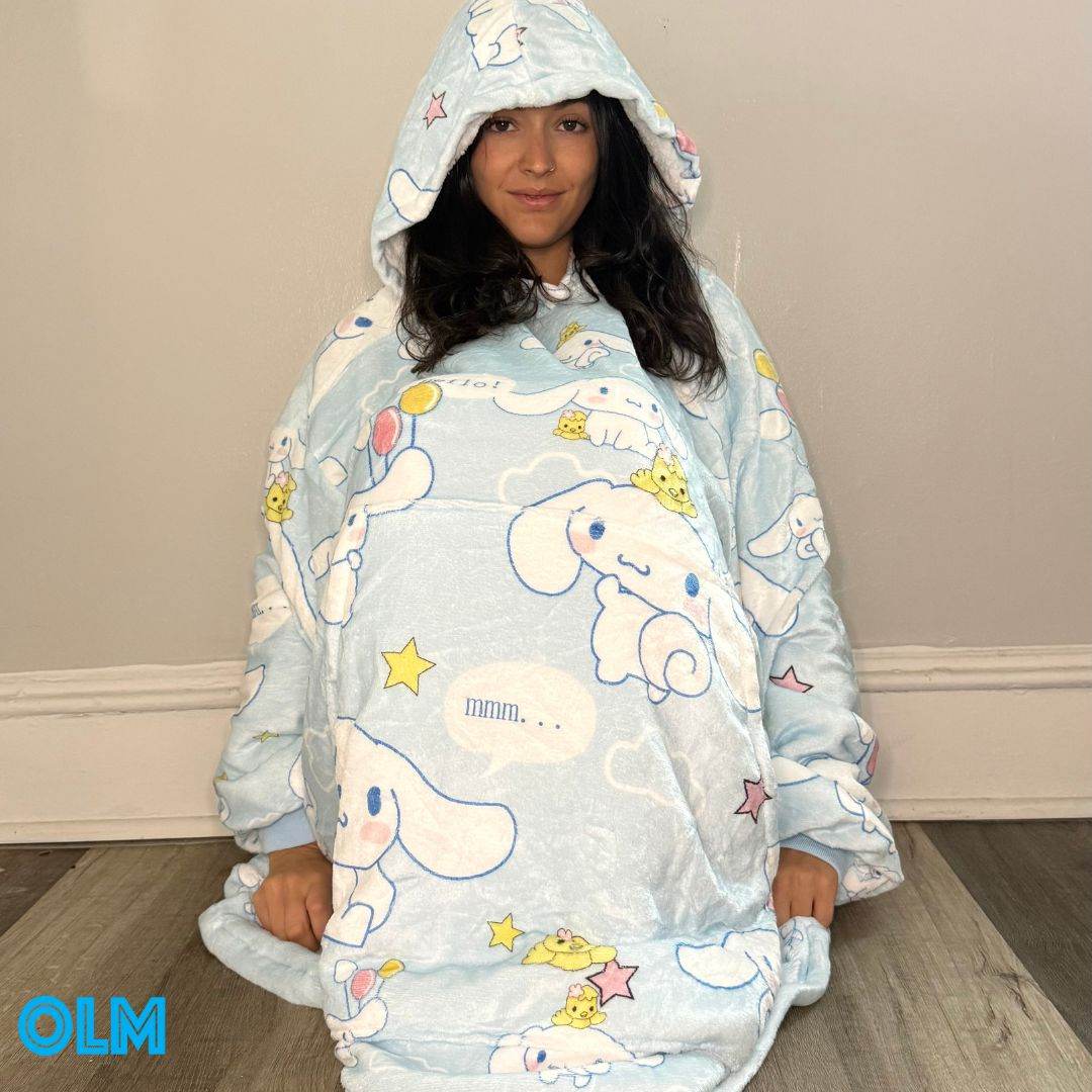Cinnamoroll Wearable Blanket Hoodie for Kids & Adults | OLM Toys - Adult size