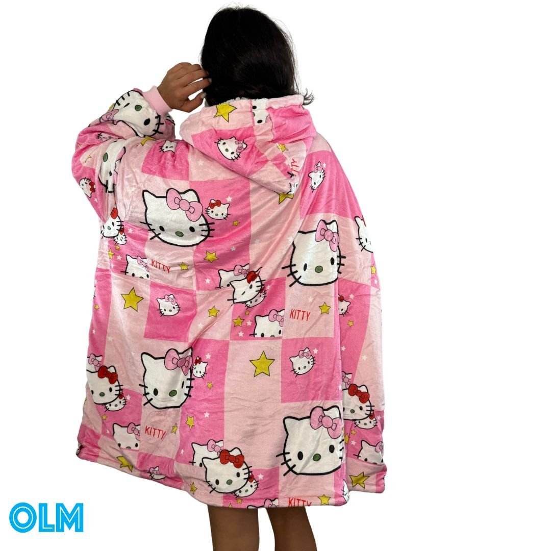Hello Kitty Wearable Blanket Hoodie for Kids & Adults | OLM Toys - Adult size