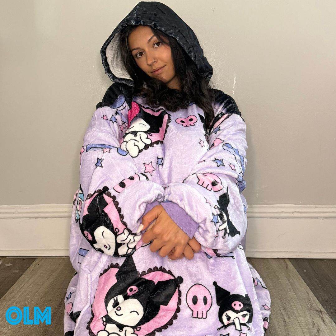 Kuromi Hello Kitty Wearable Blanket Hoodie for Kids & Adults | OLM Toys - Adult size