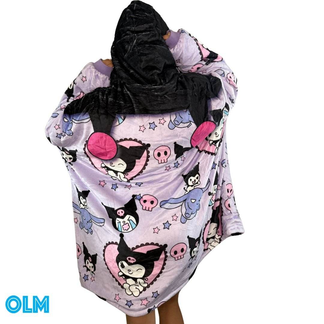 Kuromi Hello Kitty Wearable Blanket Hoodie for Kids & Adults | OLM Toys - Adult size