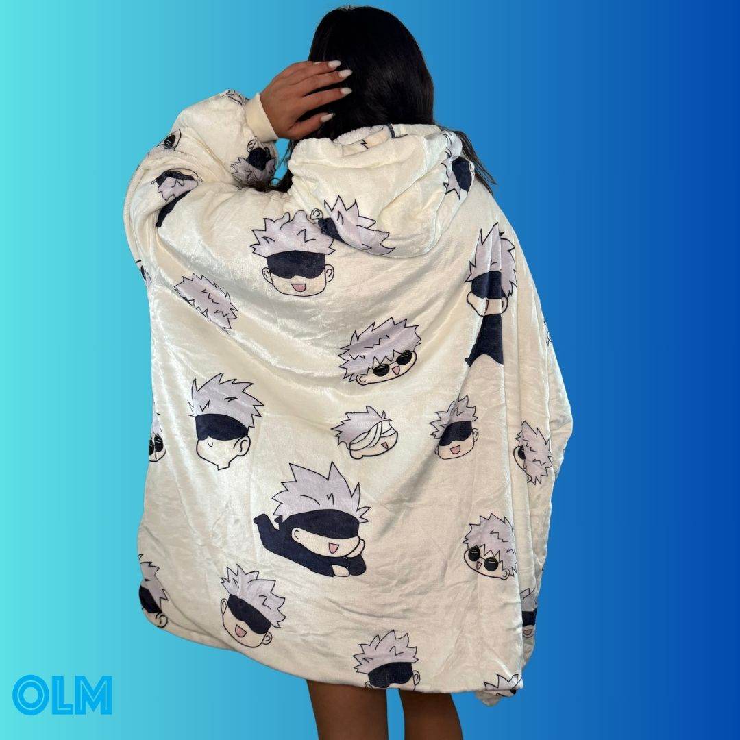 Jujutsu Kaisen Gojo Wearable Blanket Hoodie for Adults & Kids | OLM Toys - Adult size