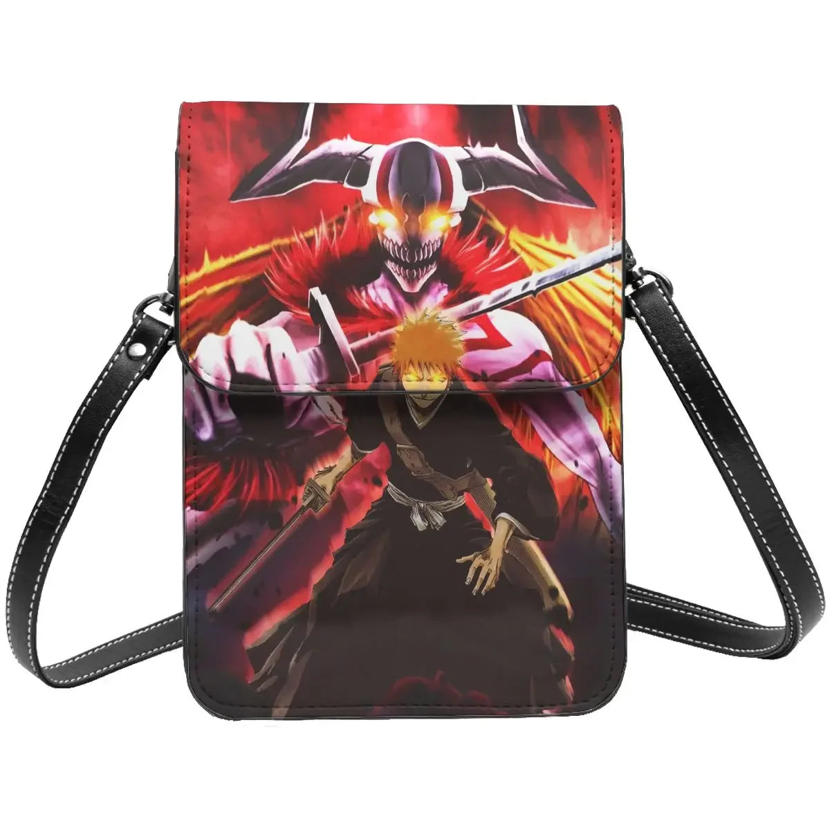 Anime BLEACH Kurosaki Ichigo Crossbody Wallet Cell Phone Bag Shoulder Bag Cell Phone Purse Adjustable Strap