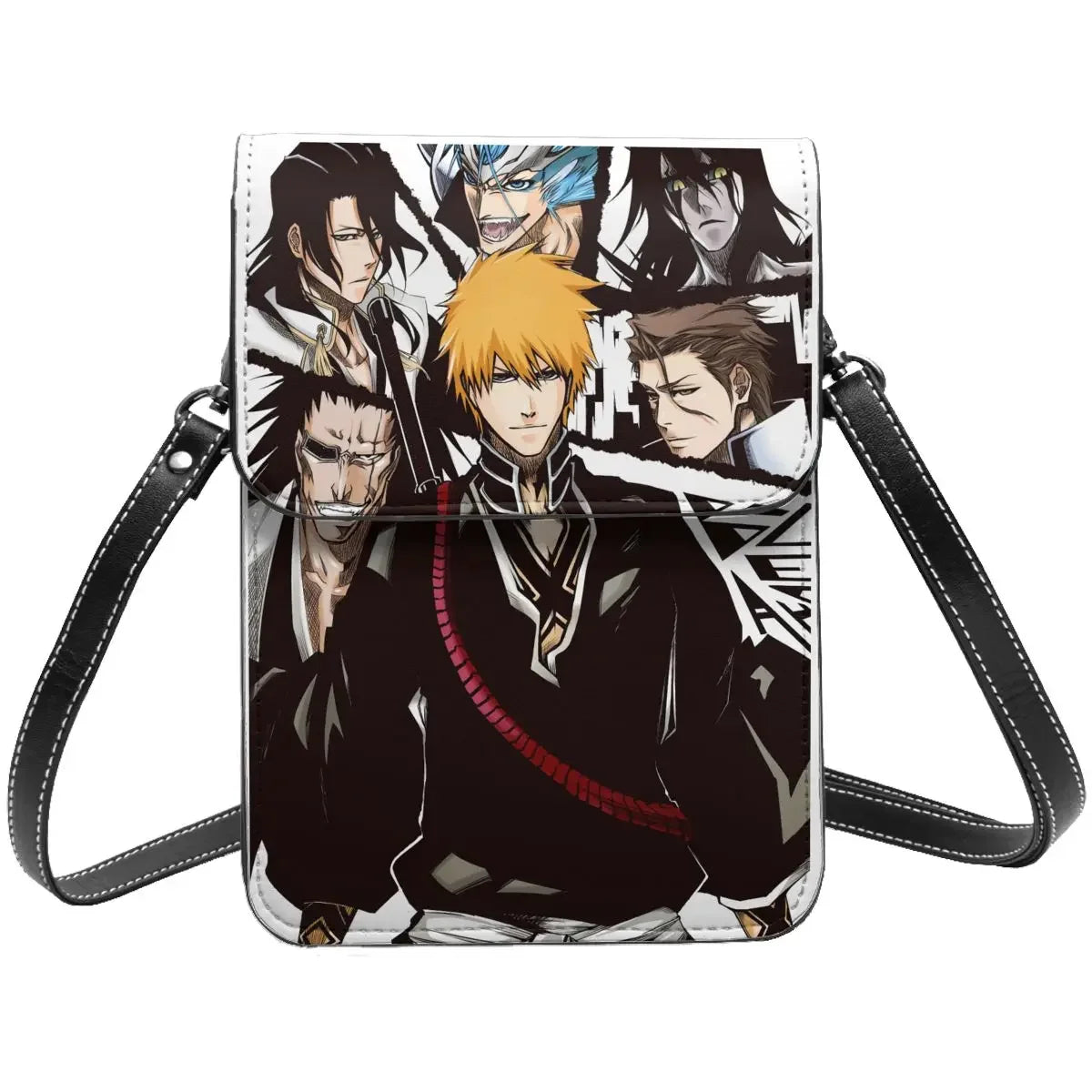 Anime BLEACH Kurosaki Ichigo Crossbody Wallet Cell Phone Bag Shoulder Bag Cell Phone Purse Adjustable Strap