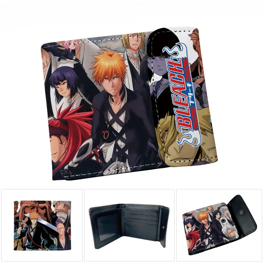 Anime Bleach Men's Short Button Wallets PU Leather Folding Purse