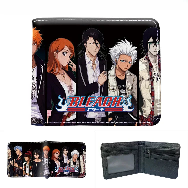 Anime Bleach Men's Short Button Wallets PU Leather Folding Purse