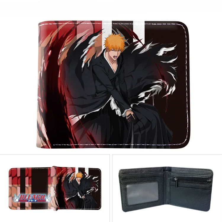 Anime Bleach Men's Short Button Wallets PU Leather Folding Purse