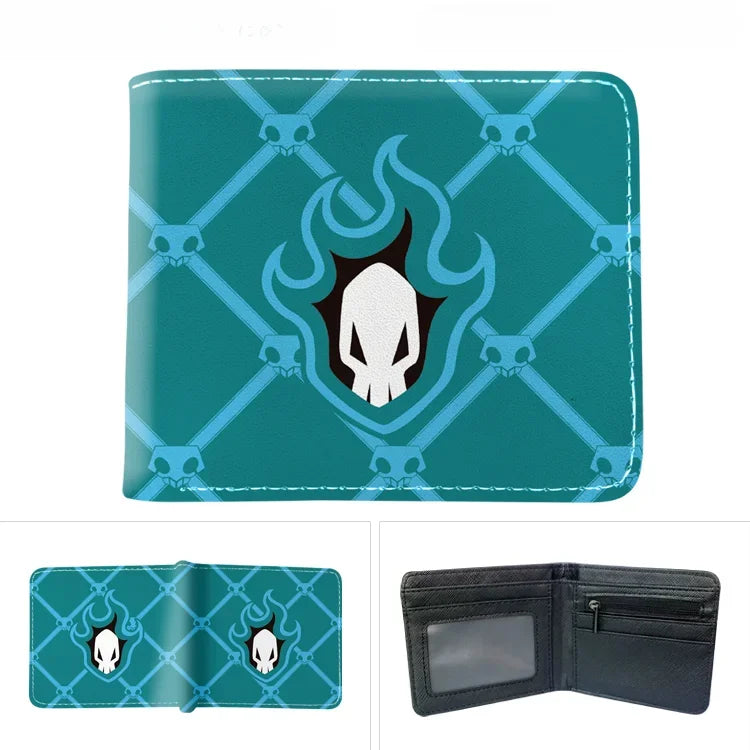 Anime Bleach Men's Short Button Wallets PU Leather Folding Purse