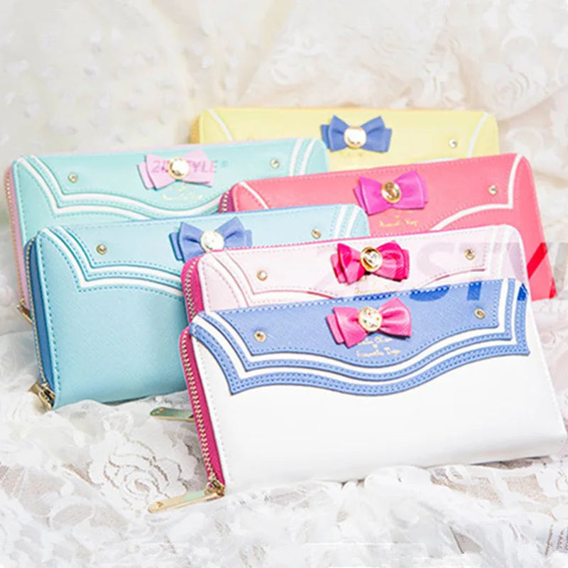 Anime Cartoon Sailor Moon Designer PU Leather Long Wallet Women Japanese Fashion Brand Lady Zipper Purse