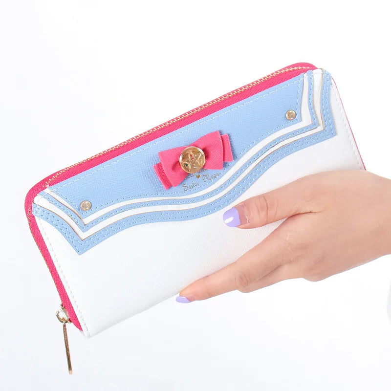 Anime Cartoon Sailor Moon Designer PU Leather Long Wallet Women Japanese Fashion Brand Lady Zipper Purse