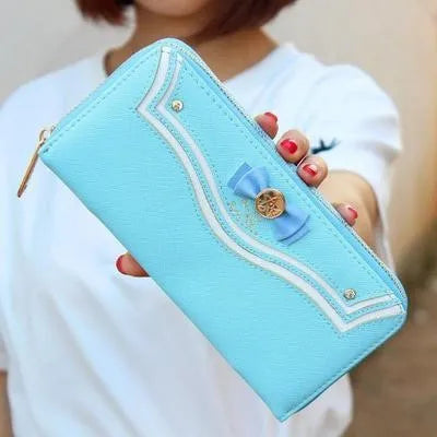 Anime Cartoon Sailor Moon Designer PU Leather Long Wallet Women Japanese Fashion Brand Lady Zipper Purse