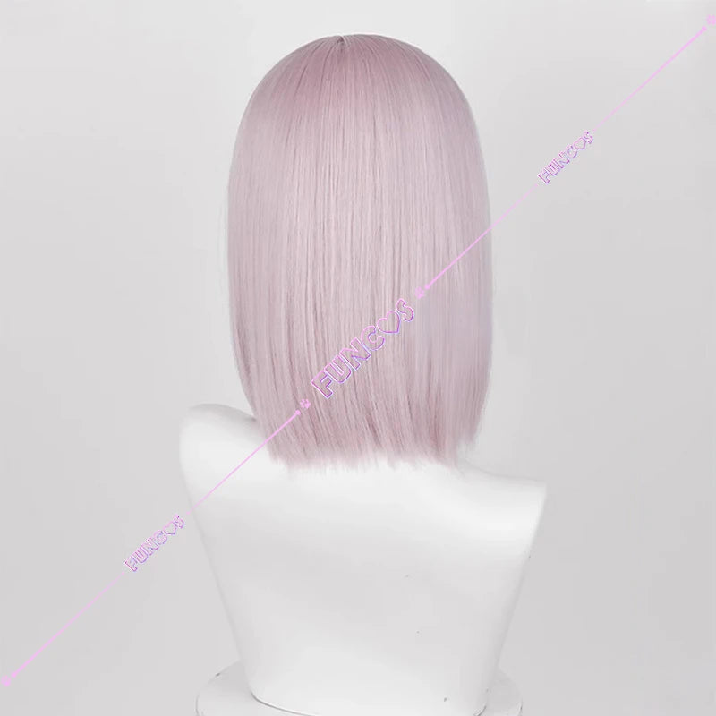 Anime Chainsaw Man Famine Devil Fami Cosplay Wig Ear Clips Pink Short Hair Heat-resistant Fiber Hair Rose Wig Net Free Wig Cap