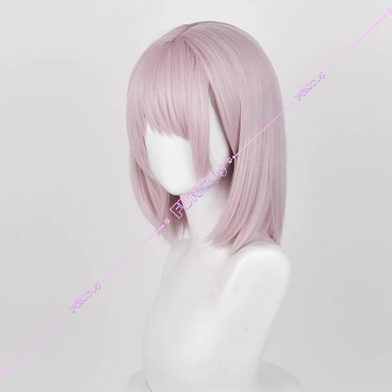 Anime Chainsaw Man Famine Devil Fami Cosplay Wig Ear Clips Pink Short Hair Heat-resistant Fiber Hair Rose Wig Net Free Wig Cap