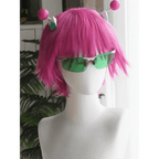 Saiki Kusuo Cosplay Wig – Pink Wig with Hairpins & Green Glasses Set - Wig and Hairpins / One Size
