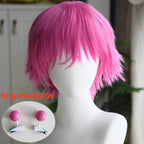 Saiki Kusuo Cosplay Wig – Pink Wig with Hairpins & Green Glasses Set - Wig and Hairpins / One Size