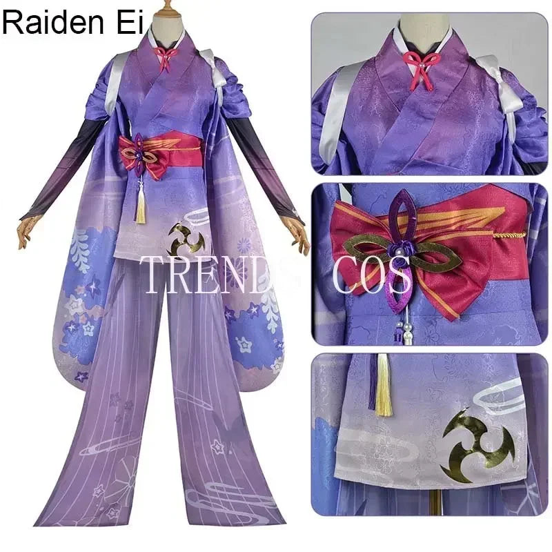 Anime Cosplay Raiden Ei Beelzebul Cosplay Costume Raiden Shogun Kimono Beelzebul Outfits for Comic Con Halloween Party