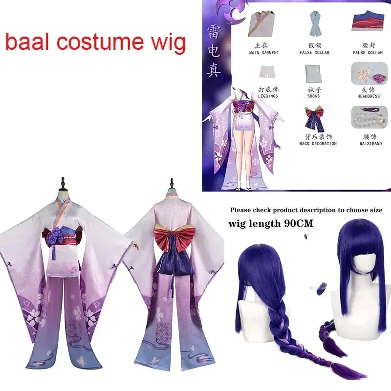 Anime Cosplay Raiden Ei Beelzebul Cosplay Costume Raiden Shogun Kimono Beelzebul Outfits for Comic Con Halloween Party