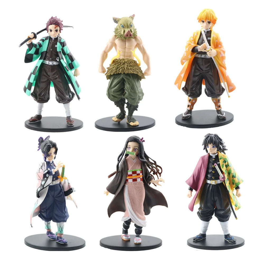 Anime Demon Slayer Figure Kamado Tanjirou Nezuko Action Figures Model Toys Zenitsu Figurine Inosuke Kimetsu No Yaiba Figura