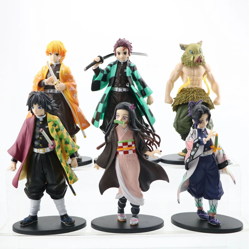 Anime Demon Slayer Figure Kamado Tanjirou Nezuko Action Figures Model Toys Zenitsu Figurine Inosuke Kimetsu No Yaiba Figura