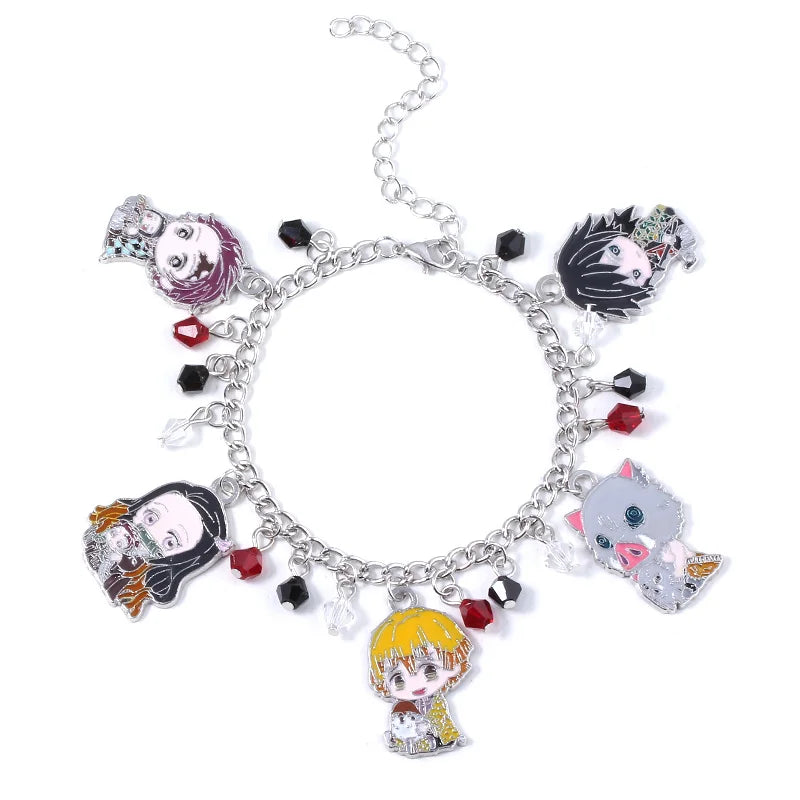 Anime Demon Slayer Kimetsu no Yaiba Bracelet Tanjirou Nezuko Figure Cosplay Metal Bangles For Women Men Cartoon Jewelry Gift