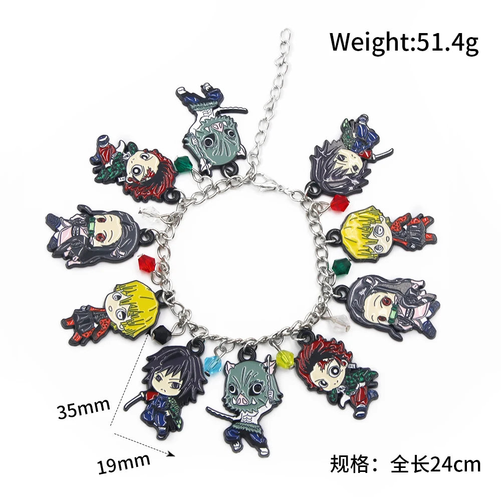 Anime Demon Slayer Kimetsu no Yaiba Bracelet Tanjirou Nezuko Figure Cosplay Metal Bangles For Women Men Cartoon Jewelry Gift