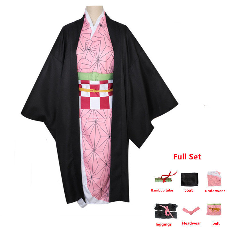 Anime Demon Slayer Kimetsu no Yaiba Cosplay Costume Nezuko Kamado Kimono Uniform Halloween Clothes